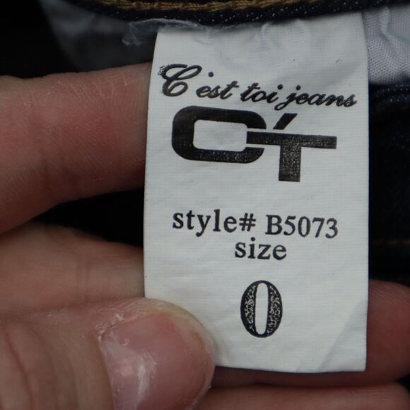 C est Toi Pants Womens 0 Blue Skinny Low Rise Stretch Zip Dark Wash Denim Jeans - Picture 6 of 16